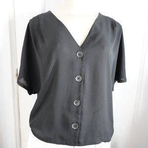 Button Front Dolman Sleeve Tee BLACK S  NWT!!!